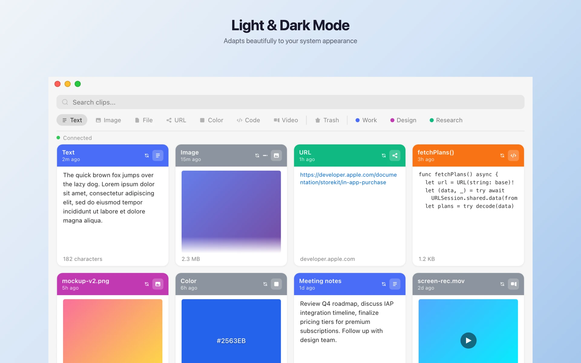 Clipiphany light mode on macOS
