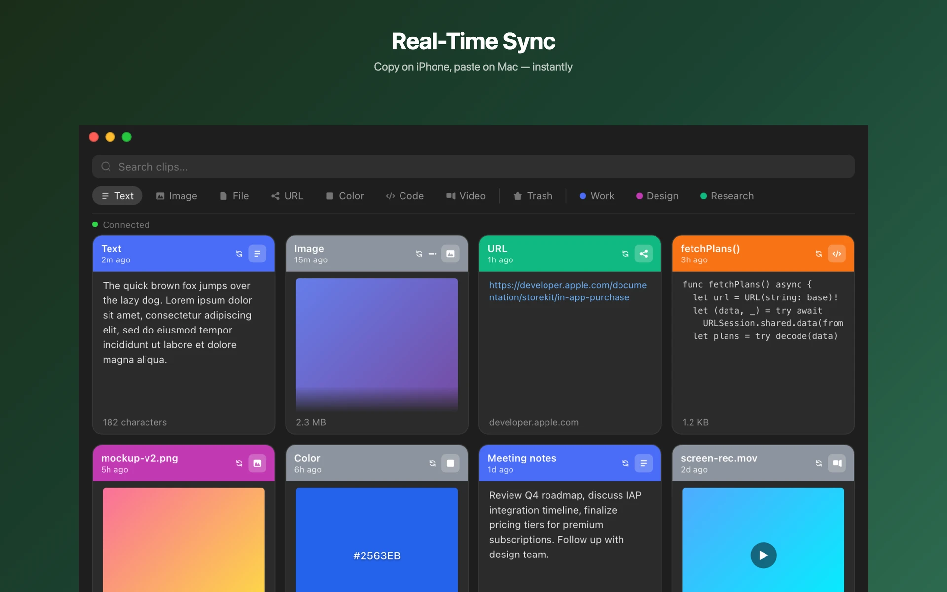 Real-time sync across devices