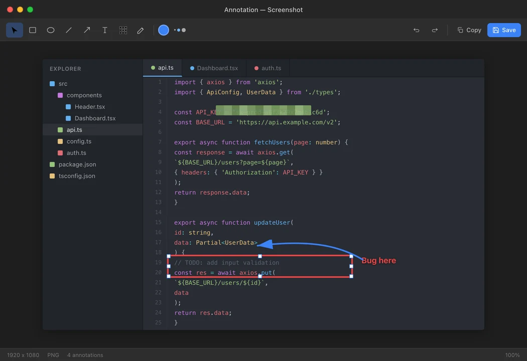 Annotation tools on macOS (dark)