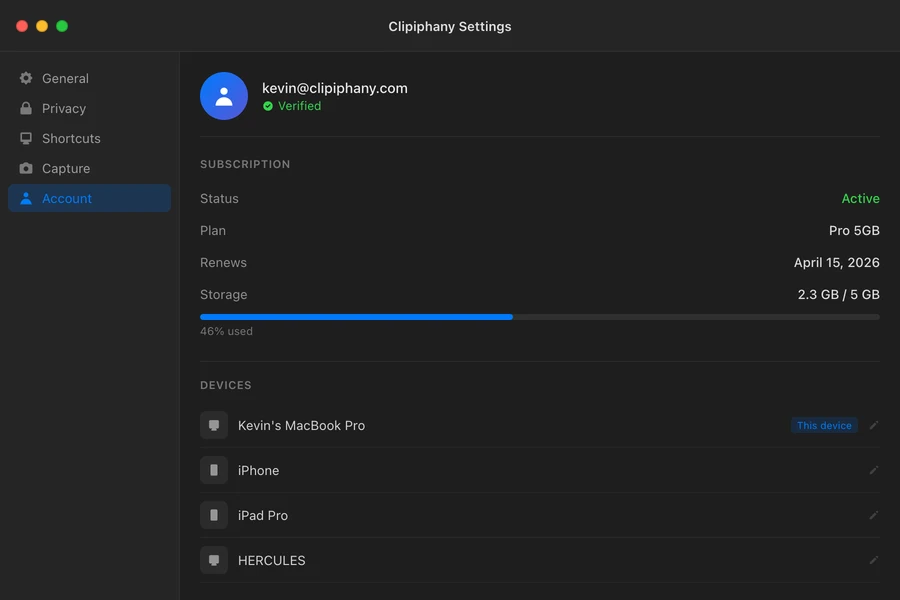 Settings on macOS